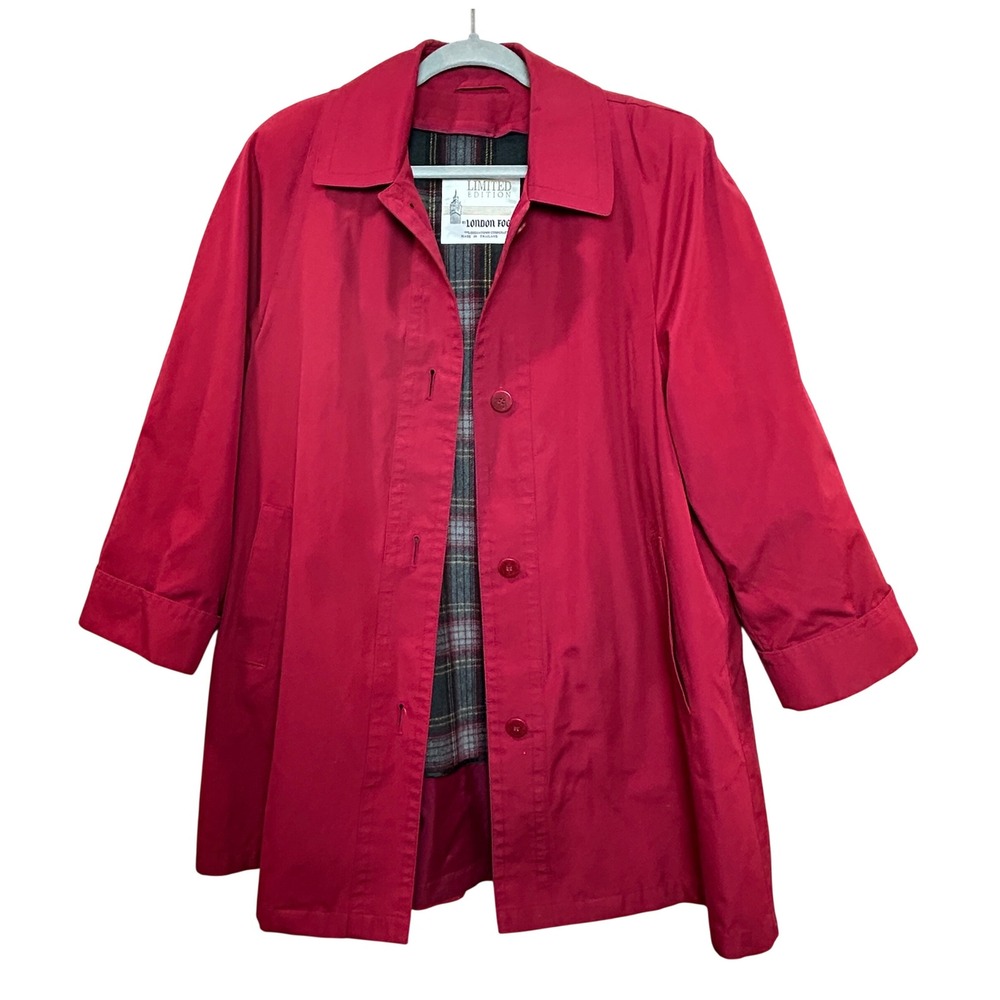 London Fog Trench Coat Women 10P 10 Red Limited Edition Preppy Classic Timeless